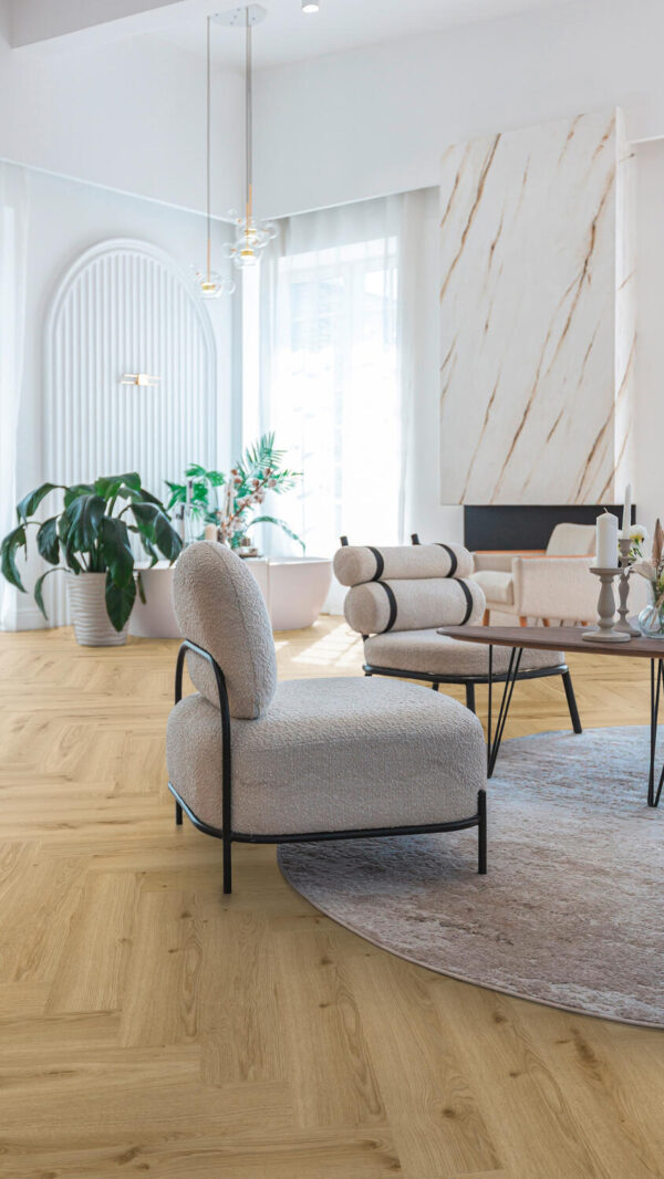 Panele Winylowe Rigid Herringbone - Delicate Oak OILED Aranżacja