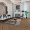 Aranżacja Jodełka Winyl Rigid Herringbone - Delicate Oak WALNUT