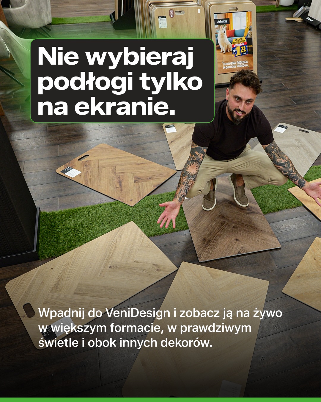 Podłogi nie warto wybierać tylko ze zdjęcia! 👀 W VeniDesign możesz zobaczyć dekory na żywo, porównać je w więk…
