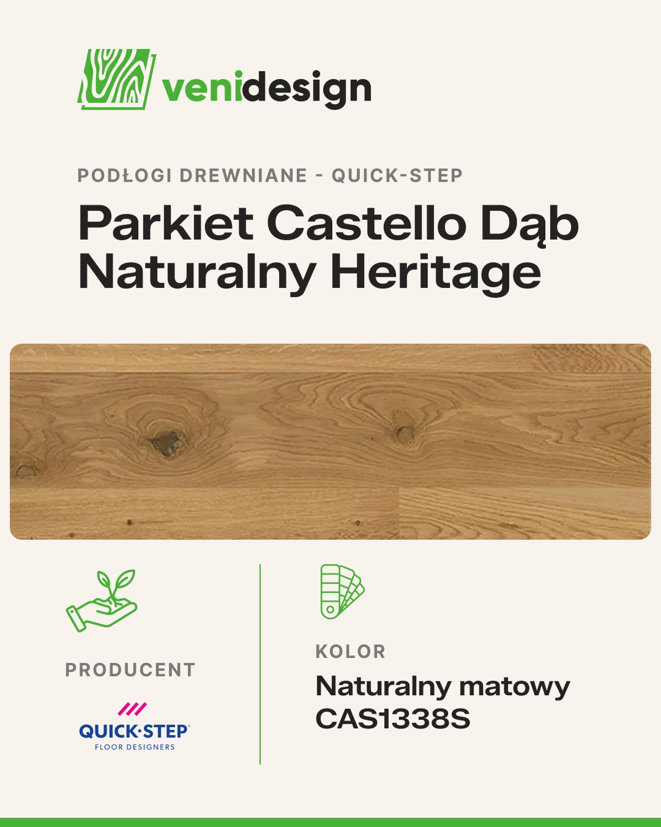 Naturalne drewno, ponadczasowy charakter i jakość, która zostaje na lata. 💚 Quick-Step Castello Dąb Naturalny…